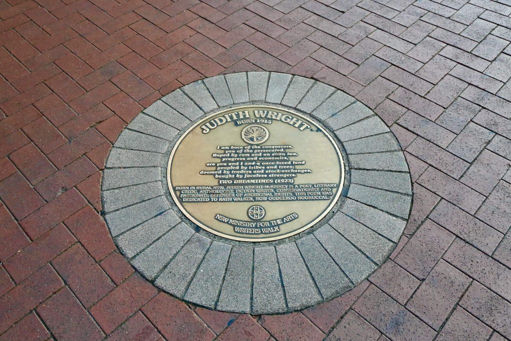 Plaque to Judith Wright on the Sydney Writers Walk at Circular Quay