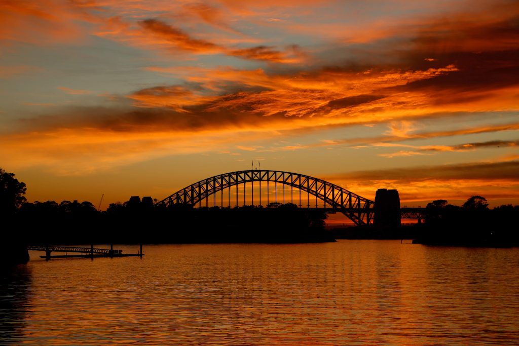 Sydney sunrise view from Mort Bay in Balmain
