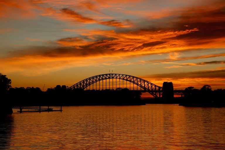 Sydney sunrise view from Mort Bay in Balmain