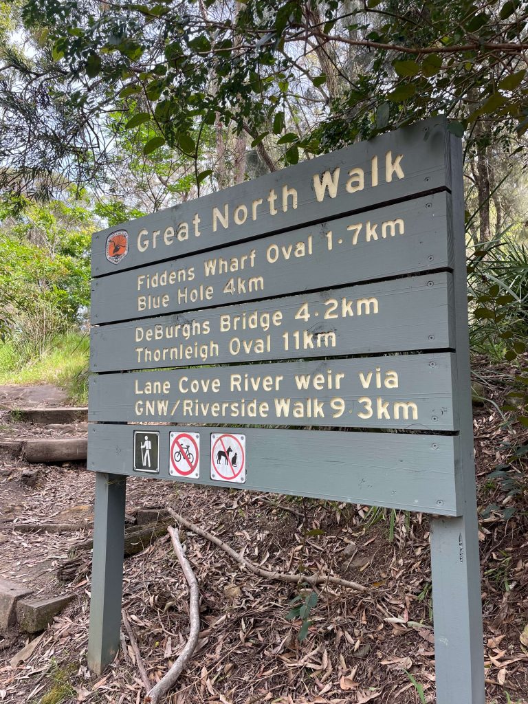 Great North Walk: North Ryde to Thornleigh gwn big sign lane cove np