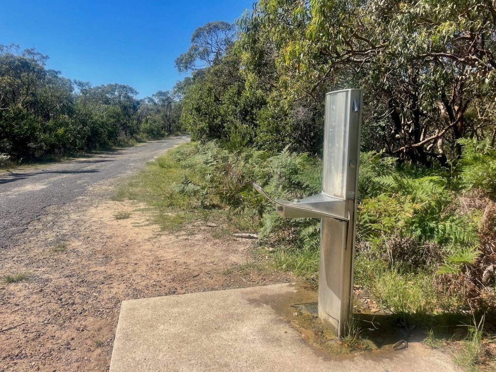 Jibbon Track in Royal National Park Water fountain at the entrance to Royal National Park near Beachcomber Avenue in Bundeena
