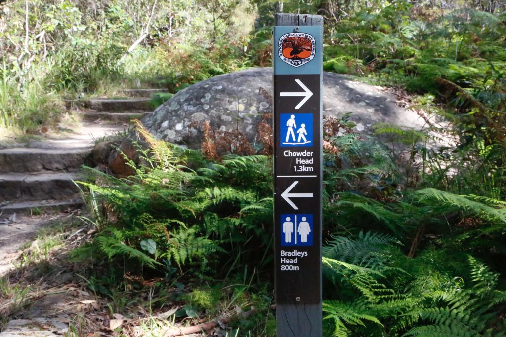 Sign on walk between Taronga Zoo and Middle Head on Sydney Harbour