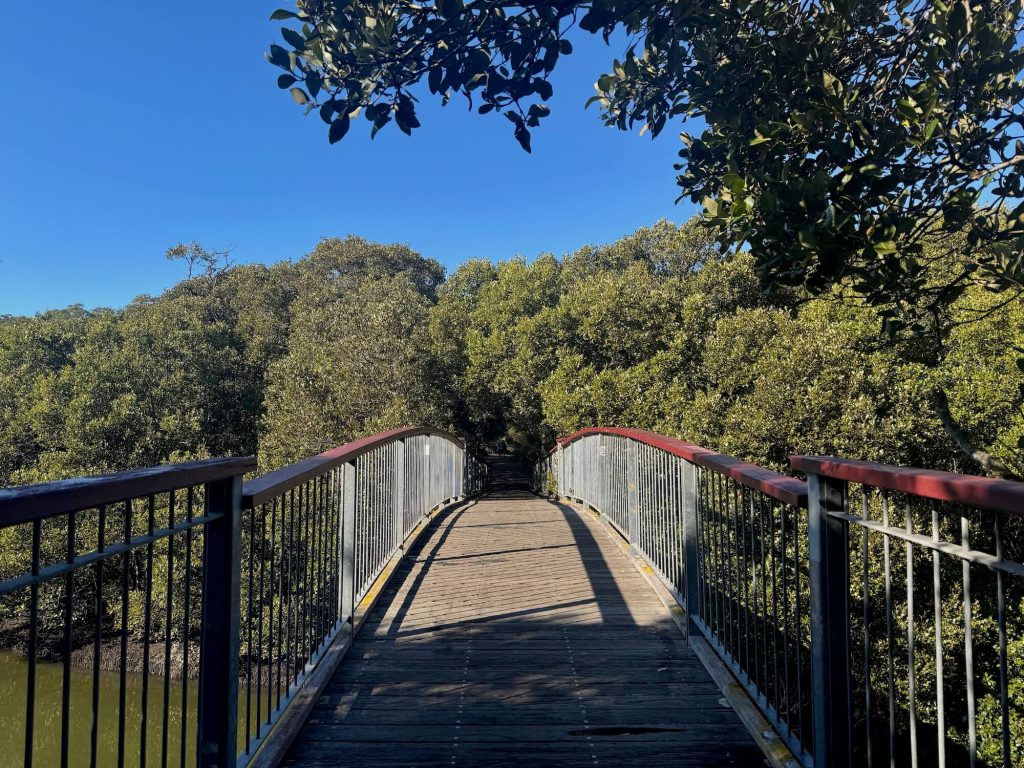 Pedestrian bridge over Lime Kiln Bay into Oatley Park