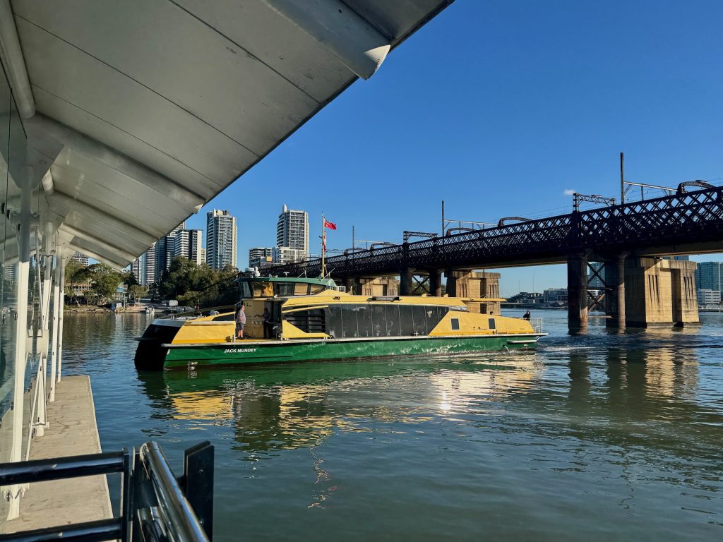 Parramatta River Trail: Parramatta to Meadowbank The Jack Mundey ferry on the Parramatta River near Meadowbank Wharf