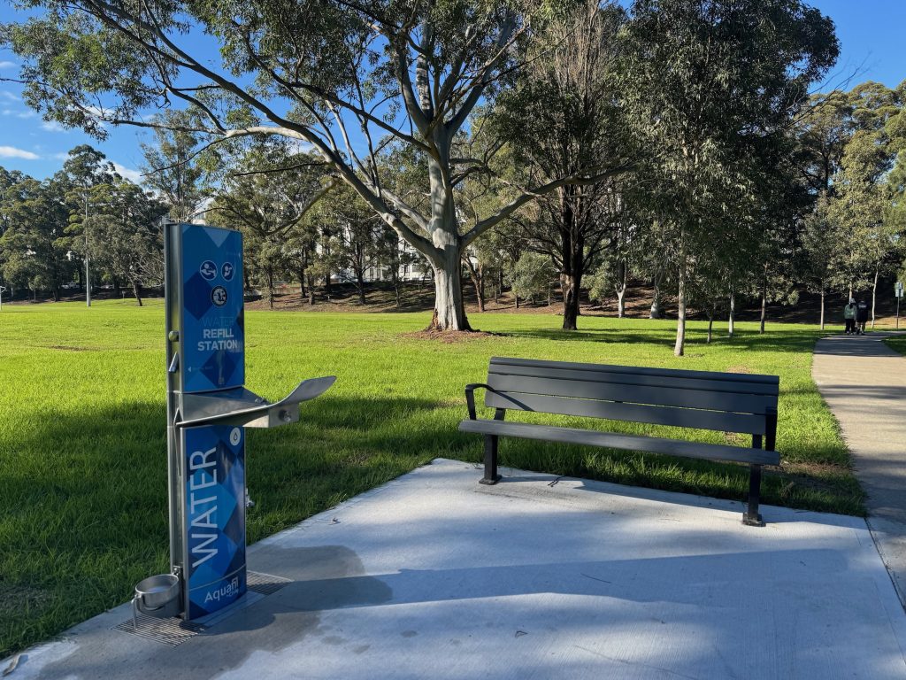 Parramatta River Trail: Parramatta to Meadowbank Water refill station at Eric Primrose Reserve on the Parramatta River Trail