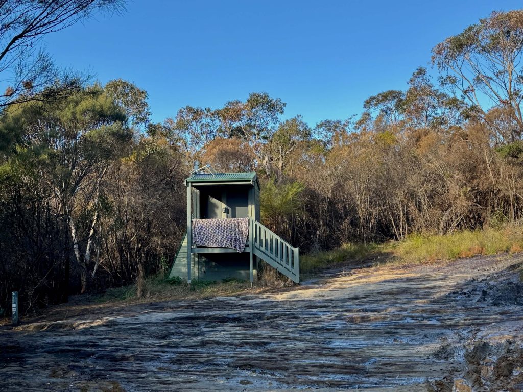 Karloo Pool and Uloola Falls Walk in Royal National Park Toilet on Uloola Track near the Uloola Falls campground in Royal National Park